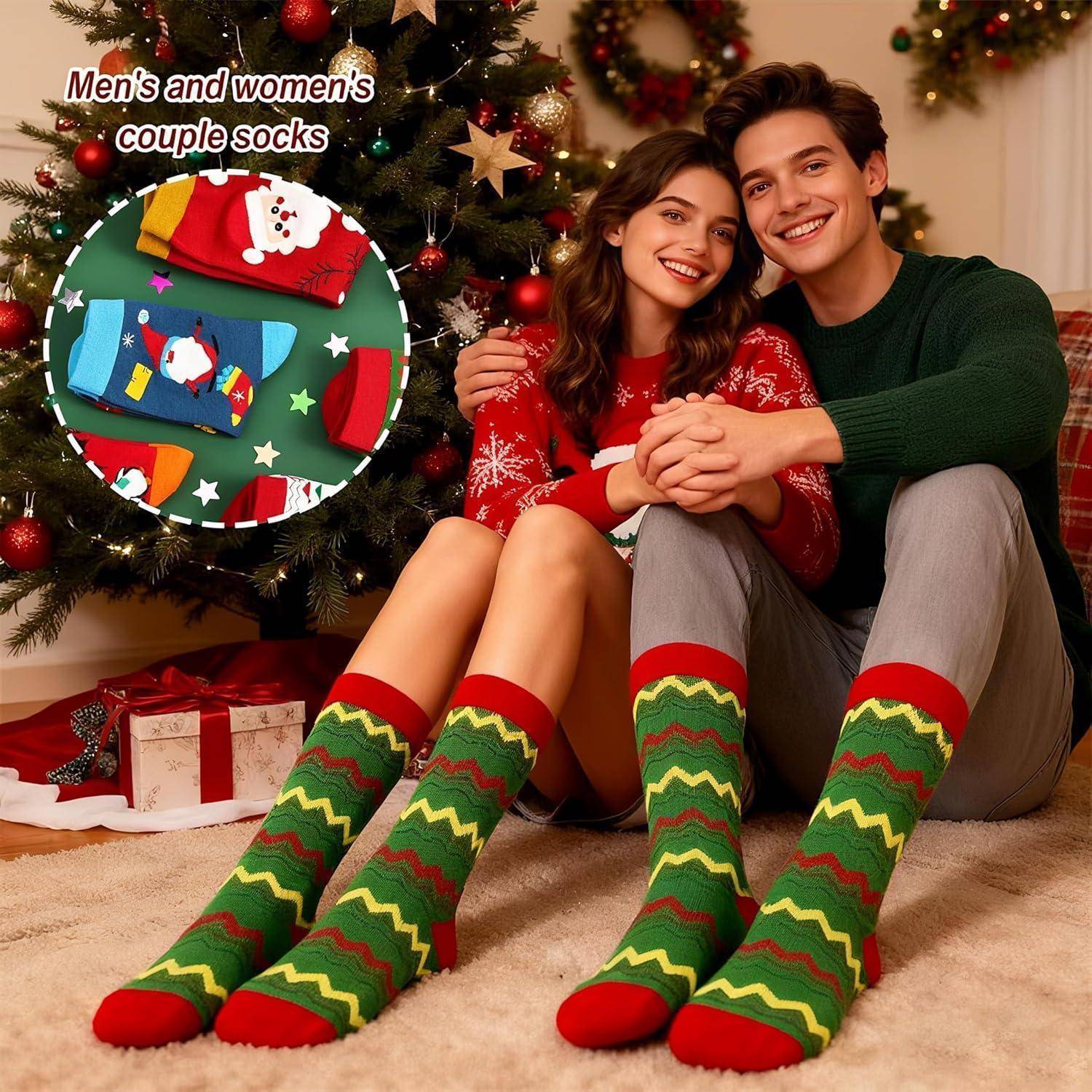 Socken 2025 Adventskalender 12 Paar bunt Weihnachtsmotive Frauen 39-42