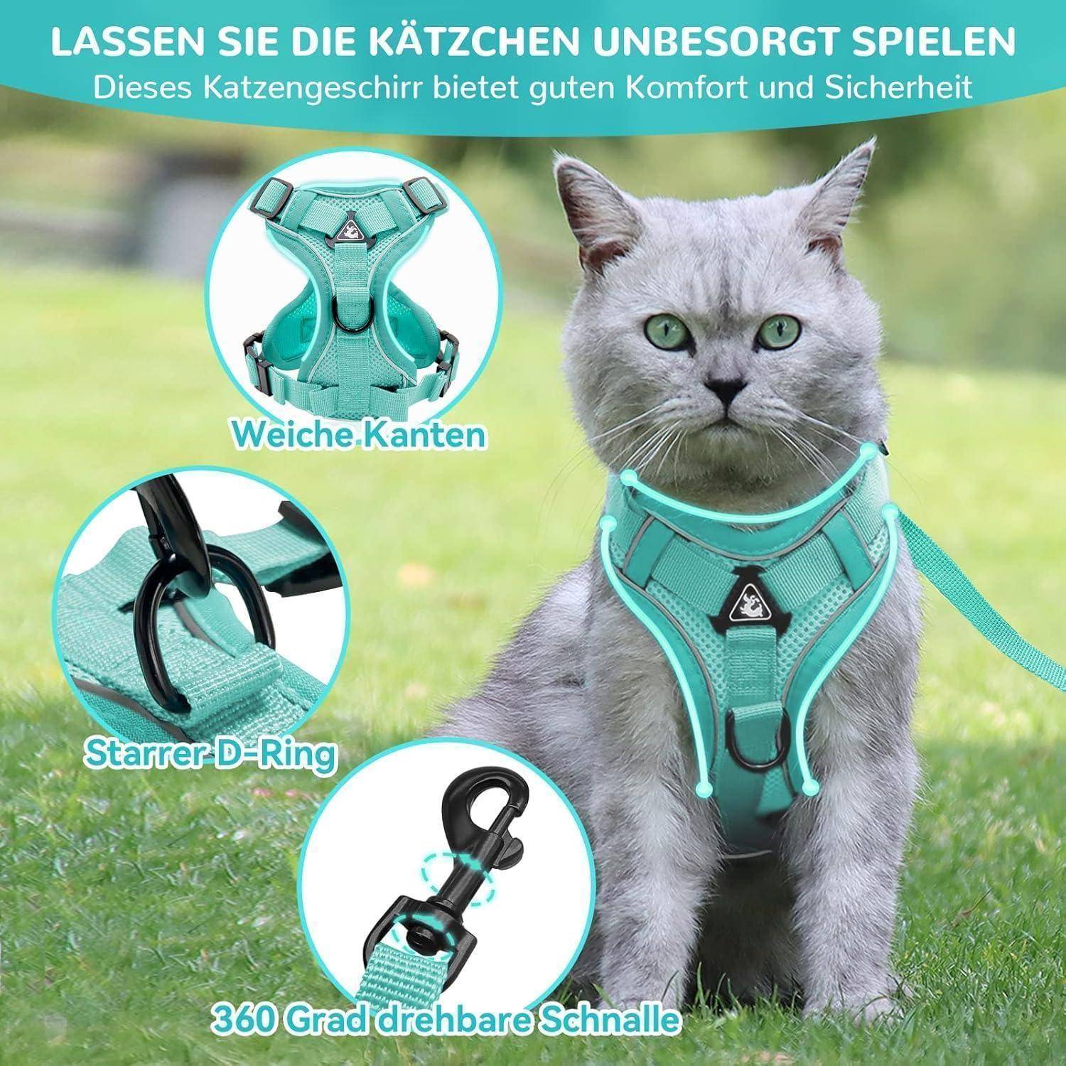 Katzengeschirr Ausbruchsicher Leine Set Brustgeschirr XS Minzgrün
