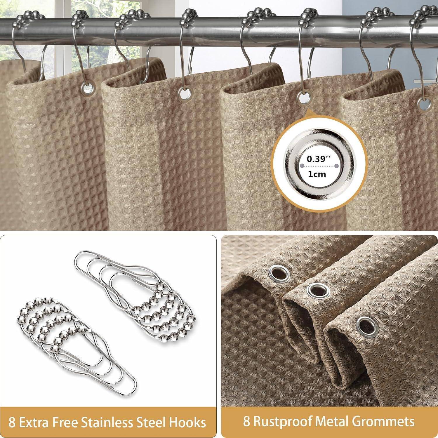 Duschvorhang Metallringe Waffel Khaki H182 x B122 cm 1er Pack