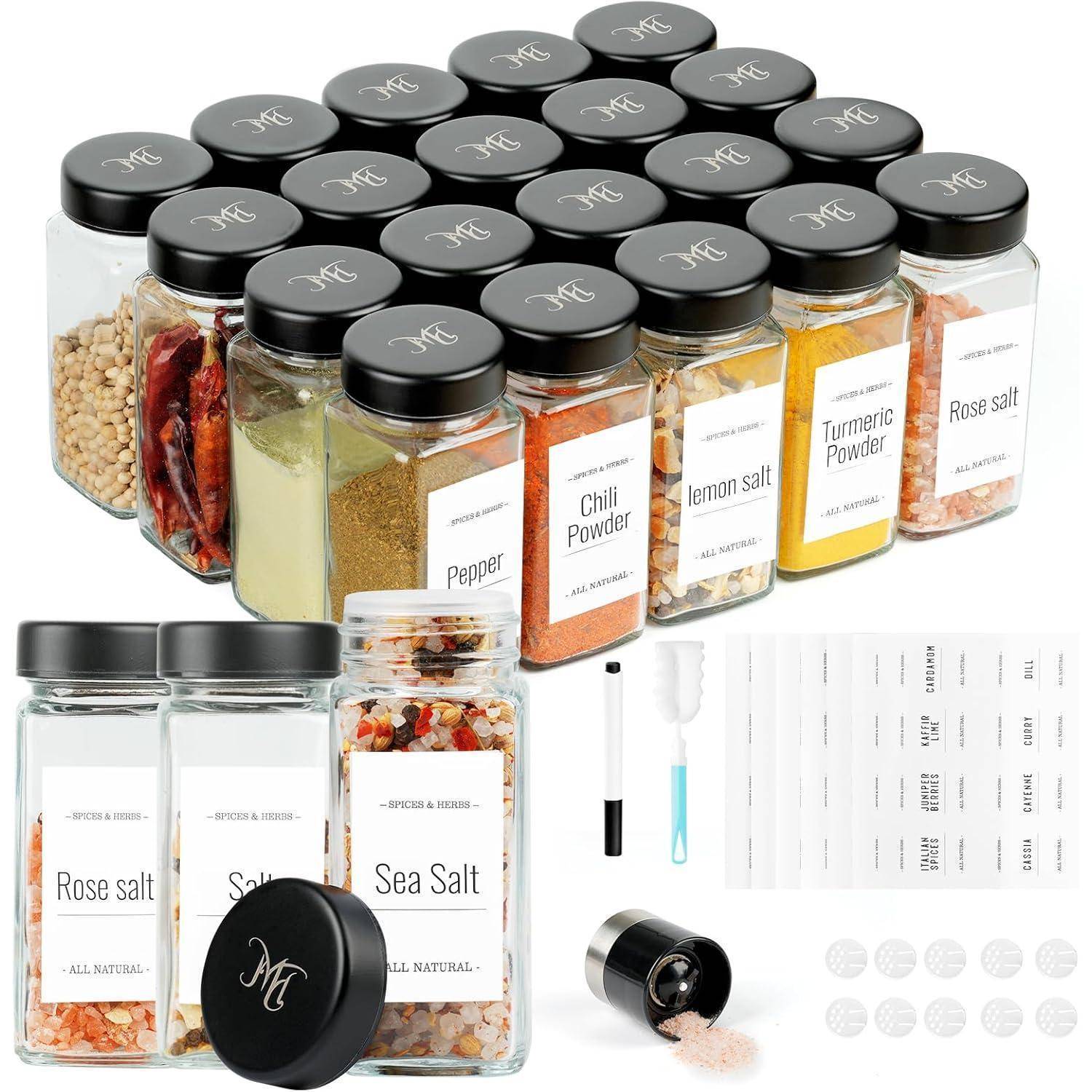 Gewürzgläser Eckig 20er 120ml Edelstahldeckel Etiketten 20er-eckig