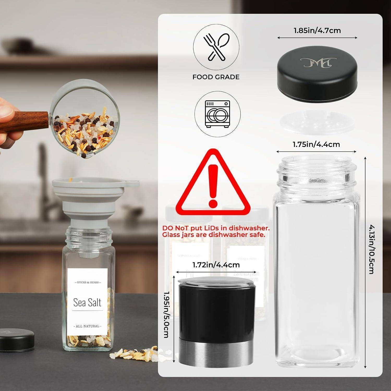 Gewürzgläser Eckig 20er 120ml Edelstahldeckel Etiketten 20er-eckig