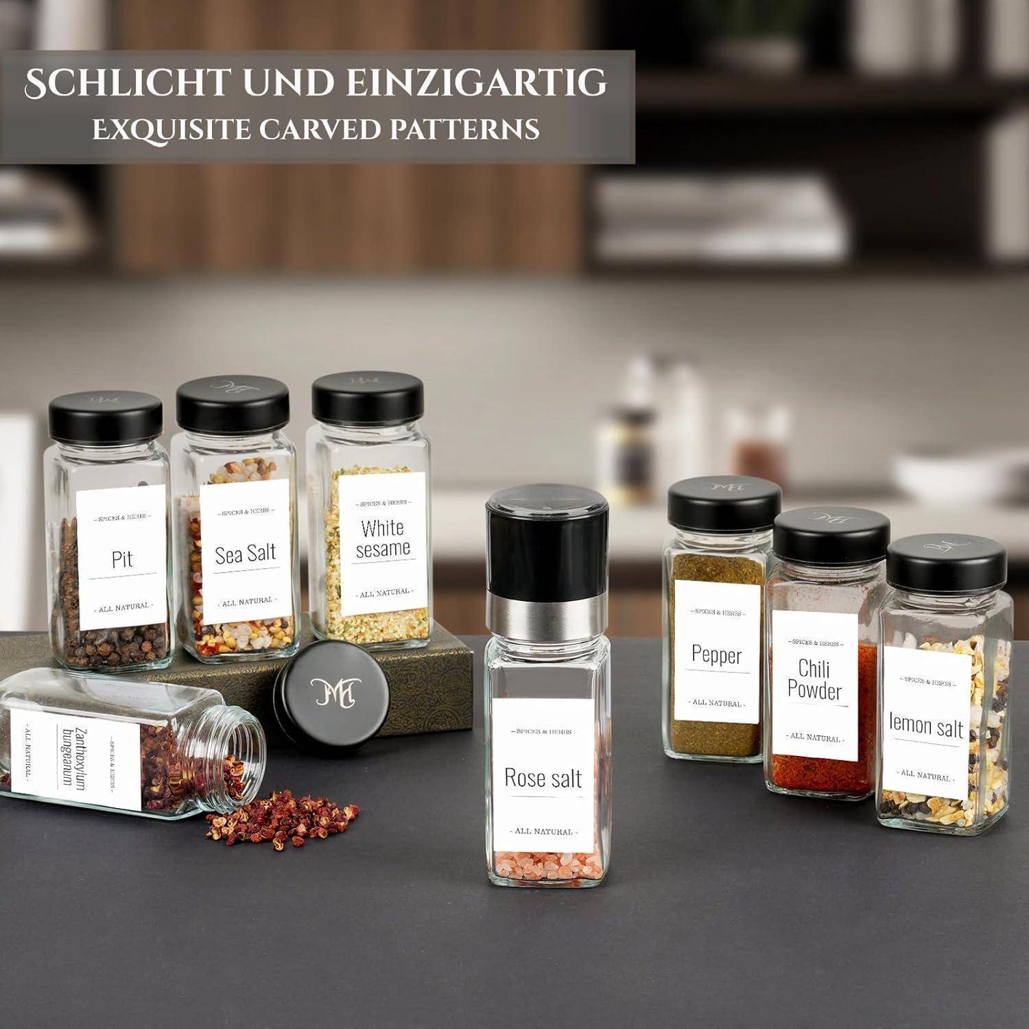 Gewürzgläser Eckig 20er 120ml Edelstahldeckel Etiketten 20er-eckig