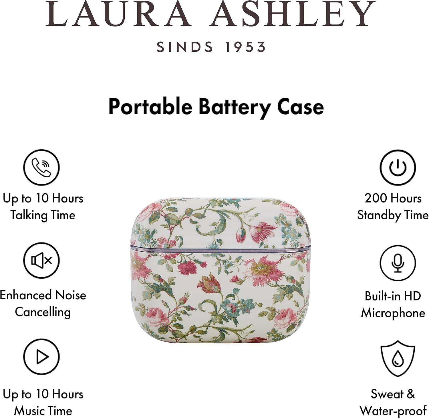 Laura Ashley Kabellose Ohrhörer Bluetooth TWS 5.3 für iPhone & Android ENC - Rosalind Weiß