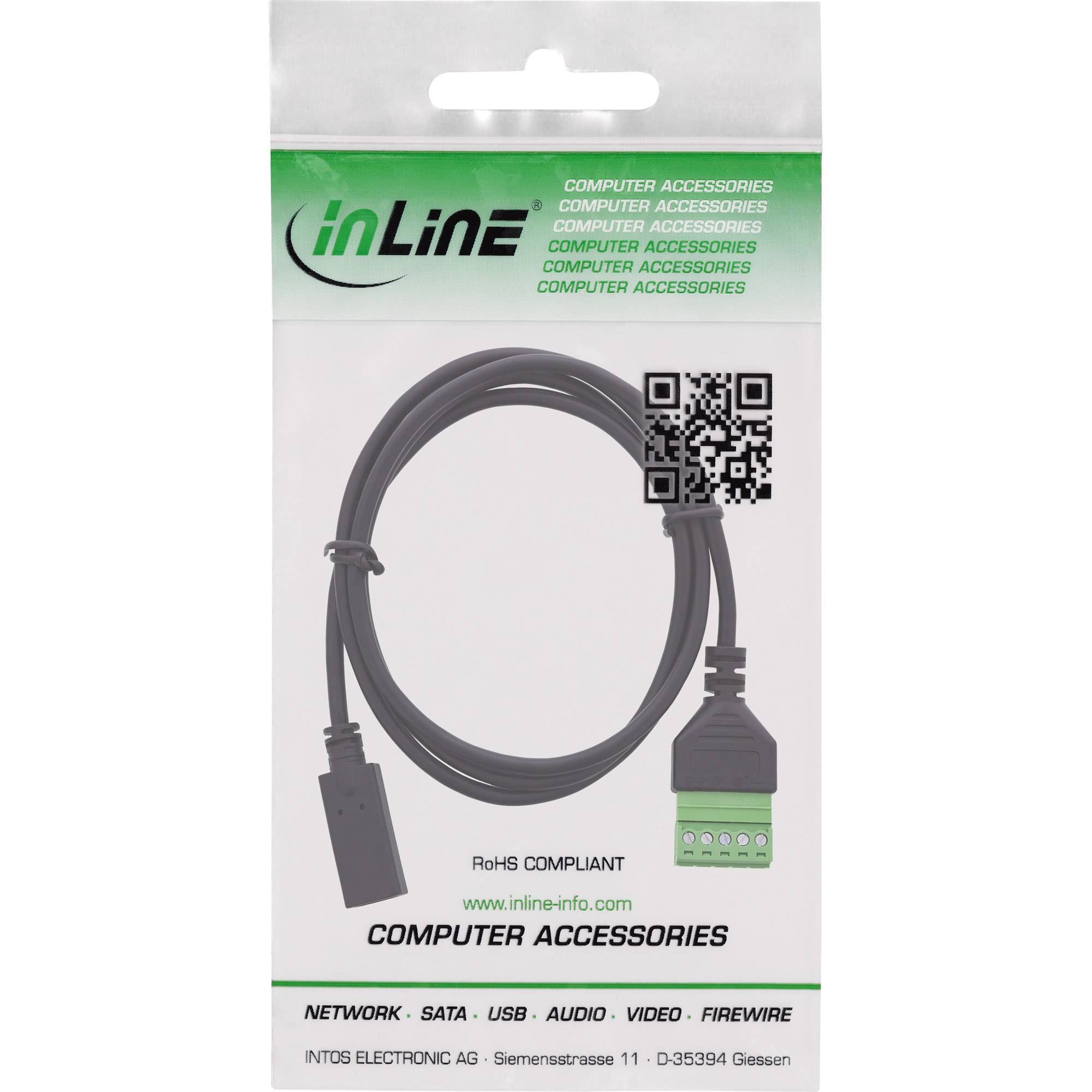 InLine USB-C Buchse an Terminalblock - 5-polig - mit Kabel1 m - 5-polig