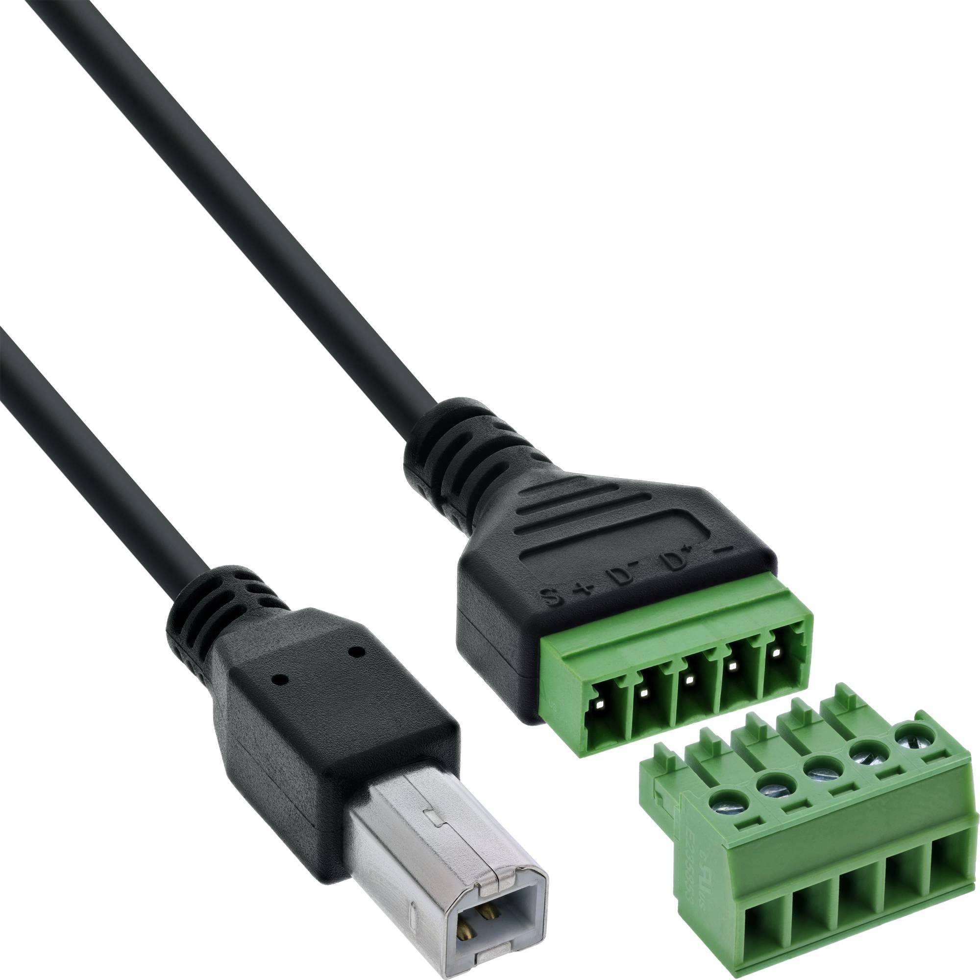 InLine® USB-B Stecker an Terminalblock, 5pol, mit Kabel Adapter / Konverter Terminalblock