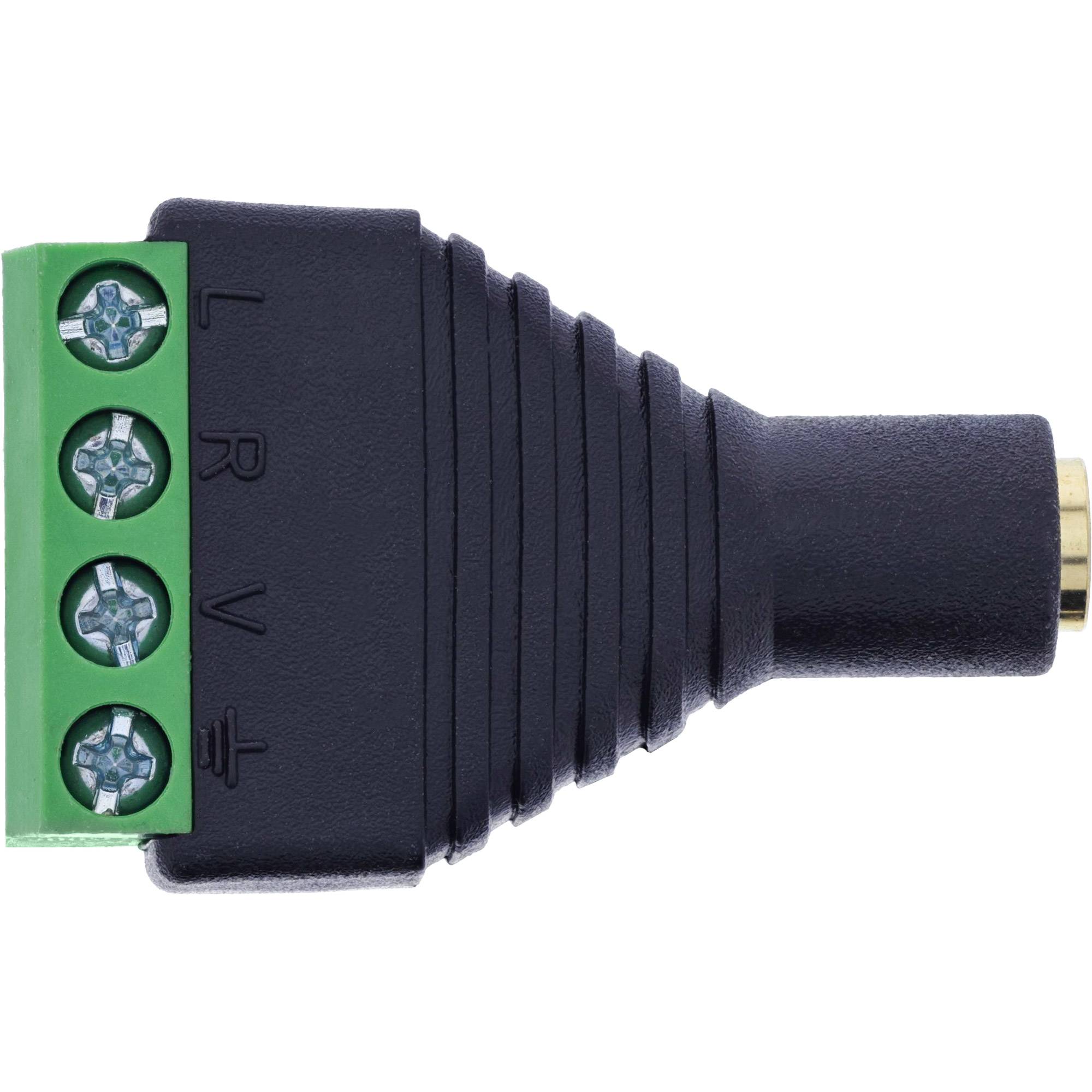 Ein USB-B-Kabel und ein grüner Klemmblockstecker sind nebeneinander ausgerichtet und zeigen die Kompatibilität zum Verbinden von elektronischen Geräten.