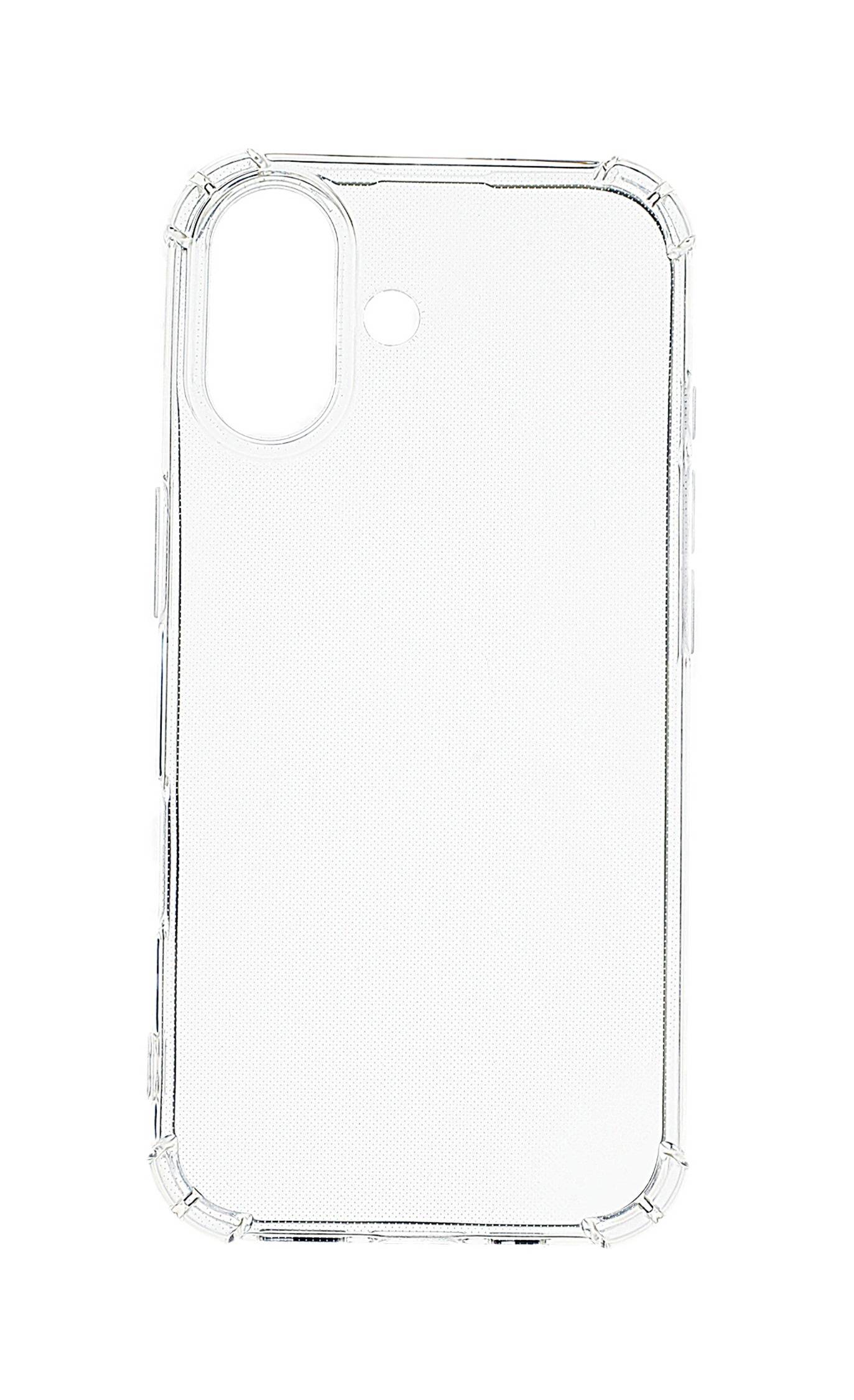 Transparente Smartphone-Schutzhülle mit präzisen Aussparungen für Kamera und Seitentasten, entwickelt für Schutz bei Beibehaltung des ursprünglichen Designs des Telefons.