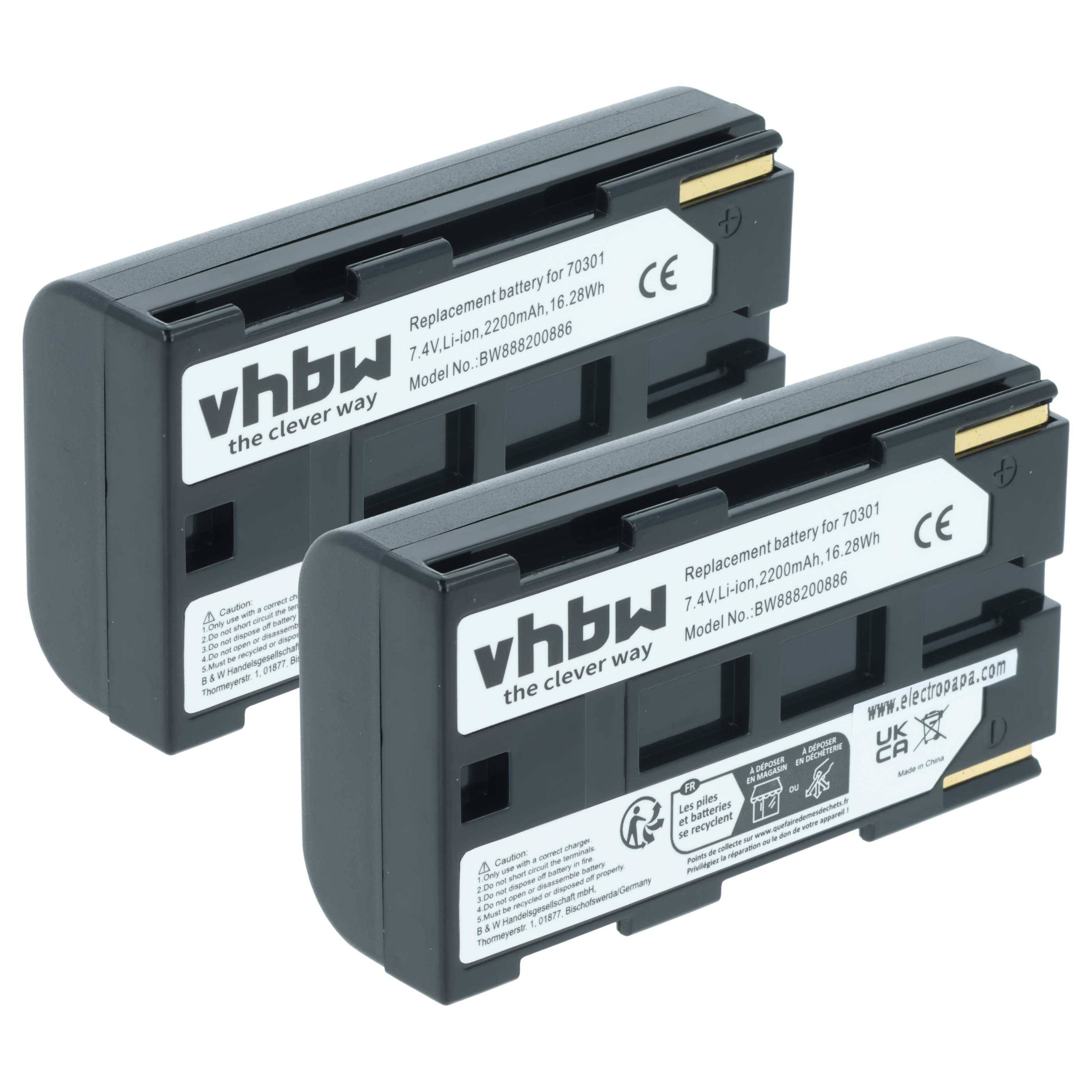 Zwei Ersatzbatterien für T3031, 7,4V/16,28Wh, schwarz, mit Markenlogo „vhbw