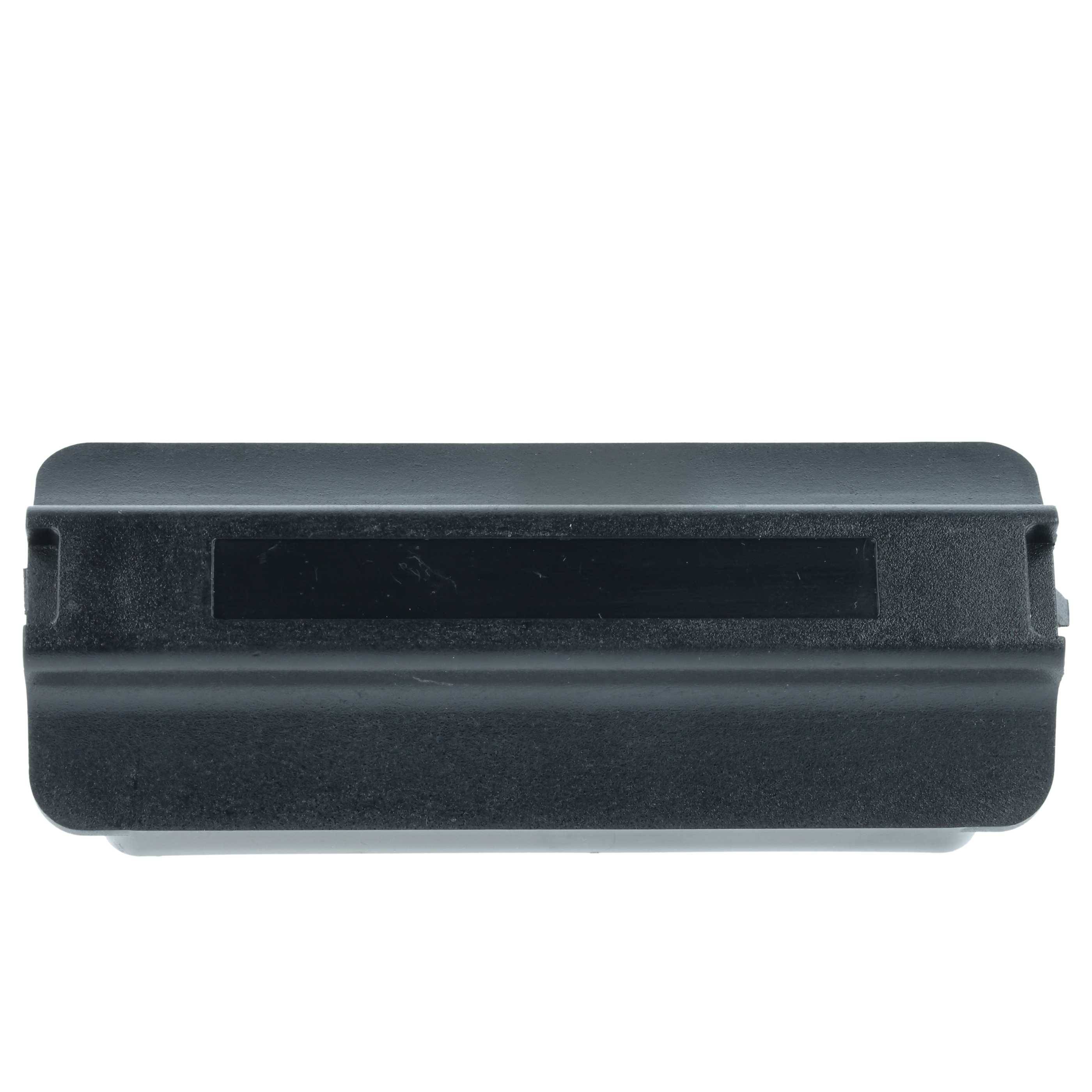 Schwarzes rechteckiges Gerät, wahrscheinlich ein Magnetkartenleser, von vorne betrachtet.