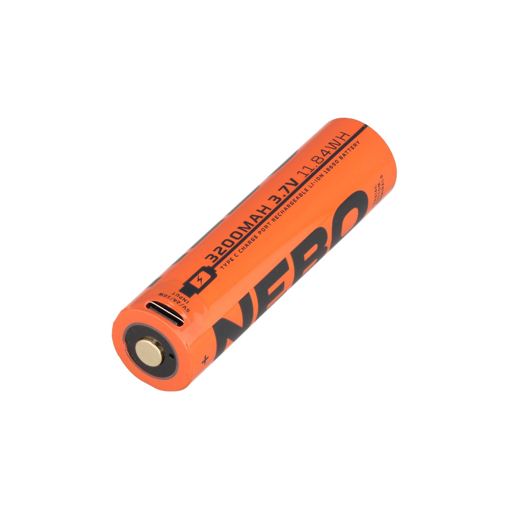 Nebo Akku 18650, 3,7 Volt 3200mAh, nur für SLYDE KING 2K und BIG LARRY PRO , mit USB-C Ladeanschluss, 71,9 x 18mm