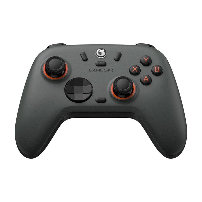 Ein schwarzer Gaming-Controller mit roten Akzenten, ausgestattet mit zwei Joysticks, einem D-Pad und beschrifteten A-, B-, X- und Y-Tasten.