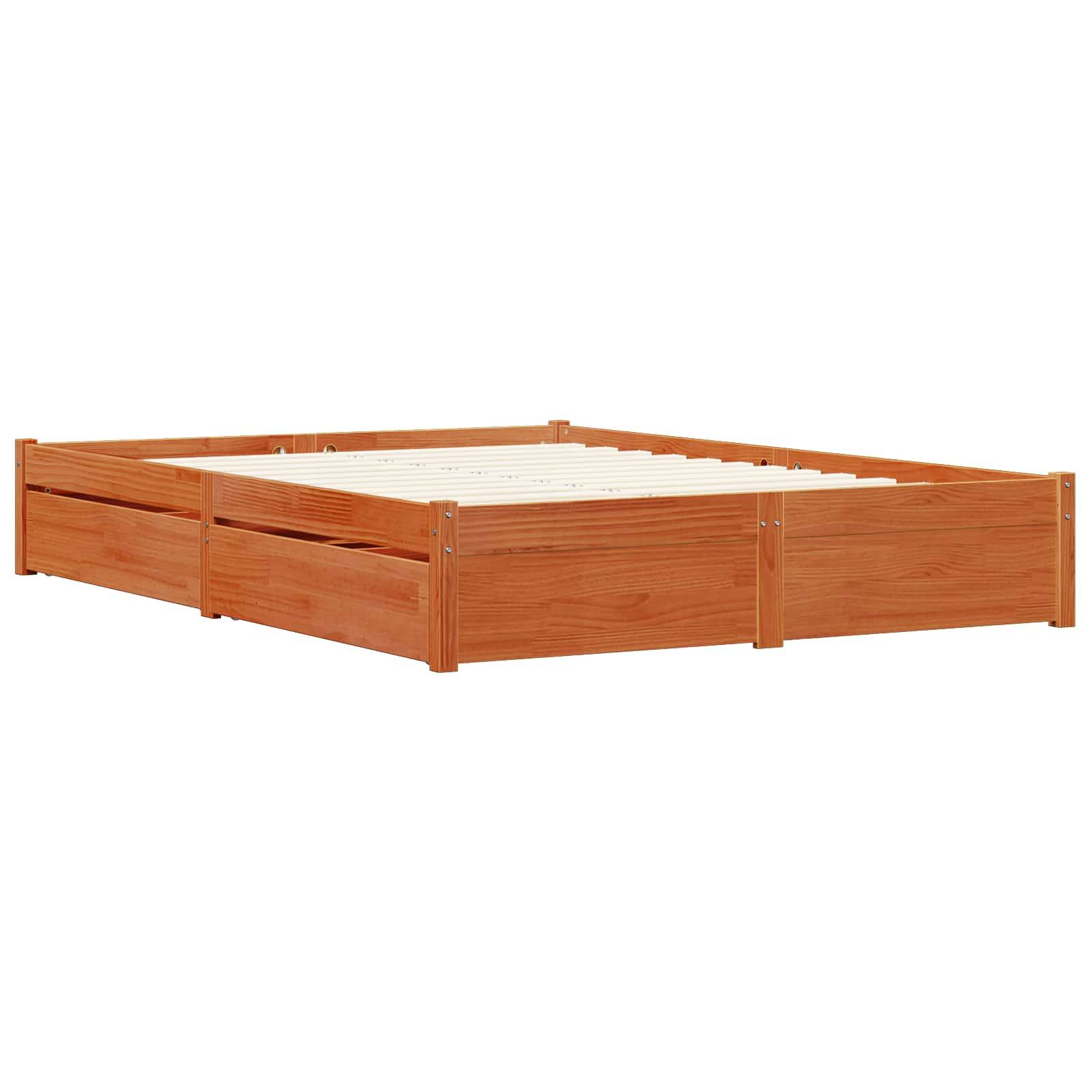 vidaXL Bettrahmen Wachsbraun 140 x 200 cm Massivholz Kiefer