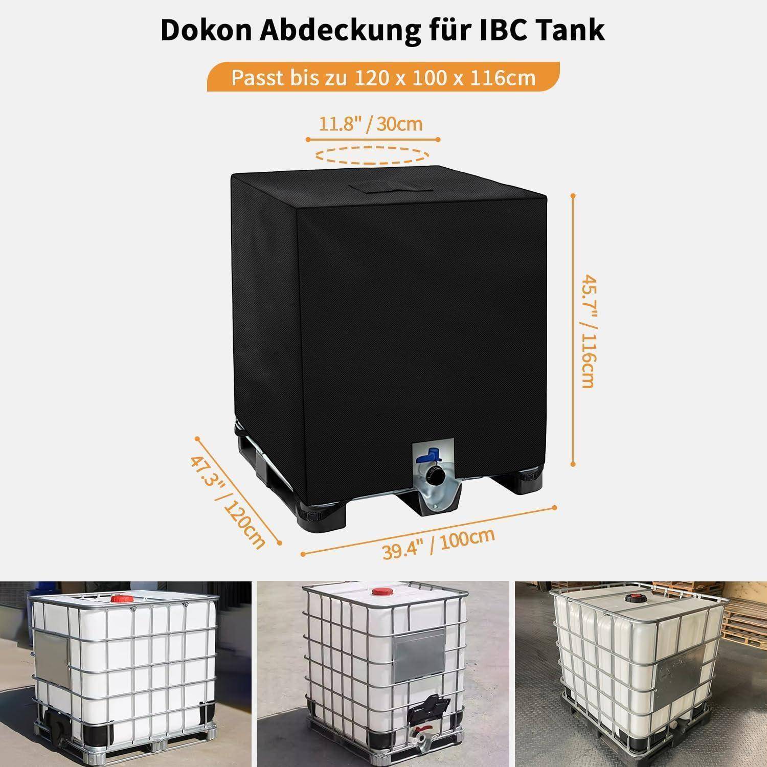 Schwarze Abdeckung für IBC-Tank mit den Abmessungen: 39,4
