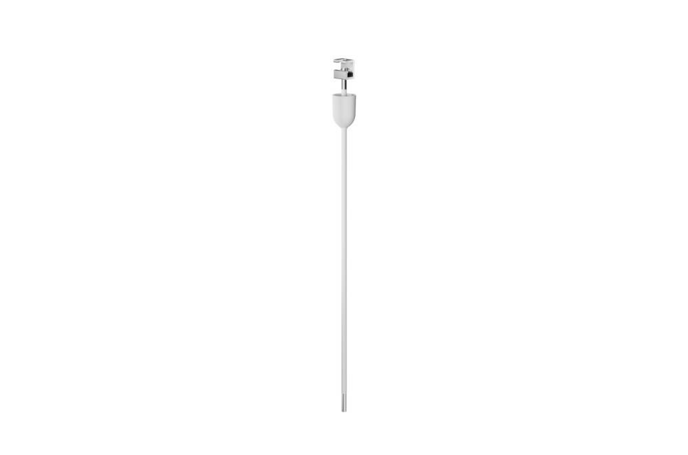 Ein kurzes weißes Stromkabel mit einem zweipoligen Stecker an jedem Ende, das zum Verbinden kompatibler Geräte oder Adapter verwendet wird.