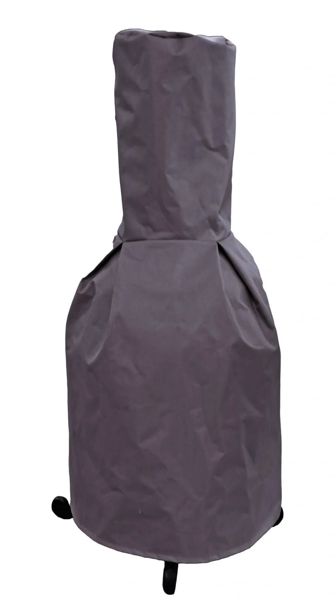 Eine hohe, graue Stoffhülle, die zum Schutz von Grills vor Witterungsschäden entwickelt wurde.