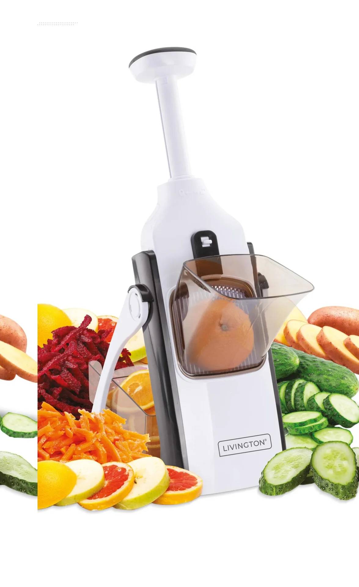 Ein weißes Küchengerät mit dem Label „LIVINGTON