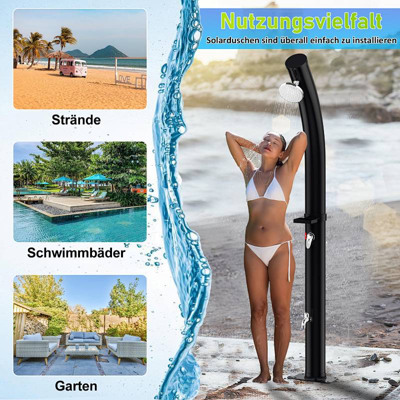 Solardusche 20L Außendusche Gartendusche mit Schutzabdeckung und Seifenablage für Pool Camping
