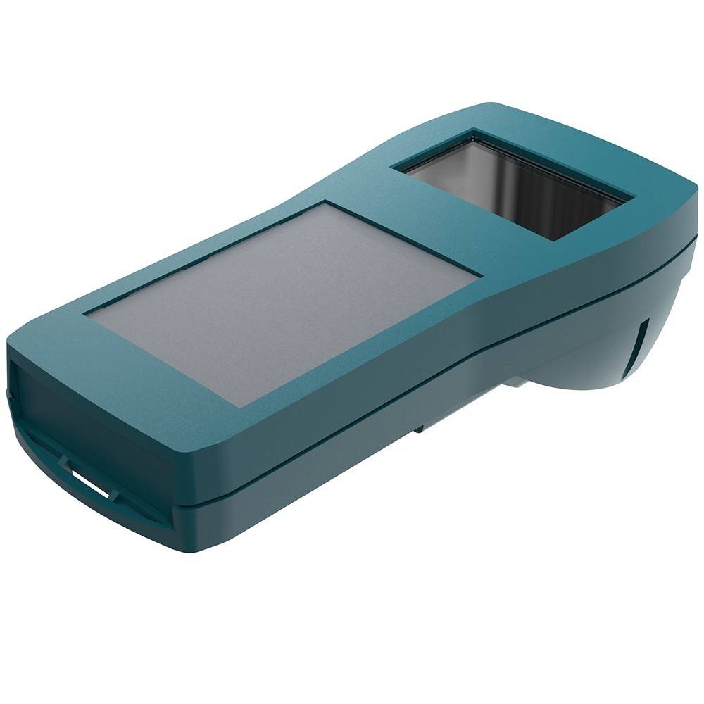 Tragbares elektronisches Gerät mit rechteckigem Bildschirm, wahrscheinlich zur Messung oder zum Scannen bestimmt.