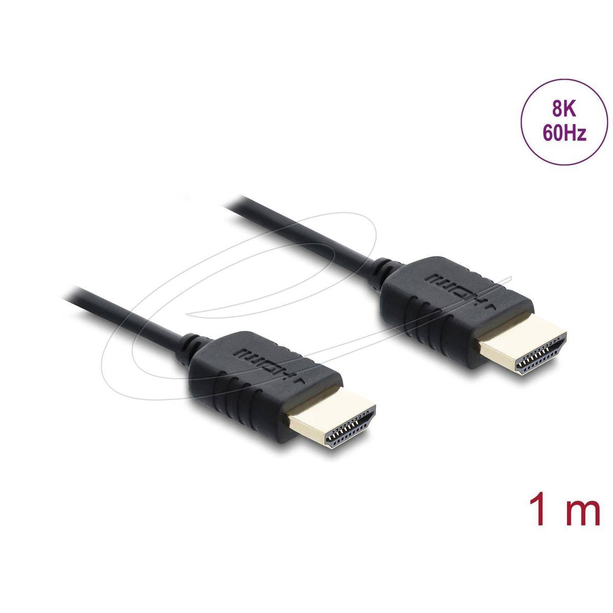 8K 60Hz HDMI-Kabel, 1 Meter Länge, schwarz mit vergoldeten Steckern