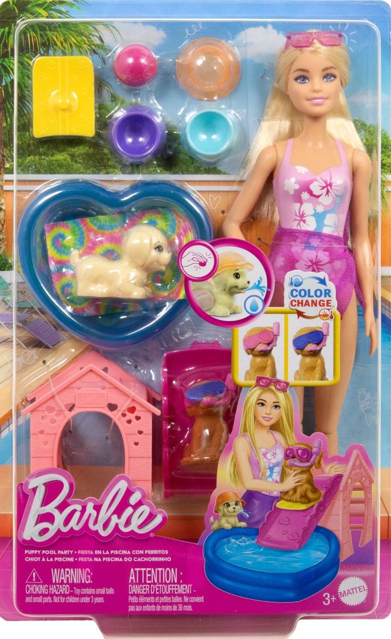 Mattel JBF35 - Barbie Puppy Pool Party - Aloha Blonde