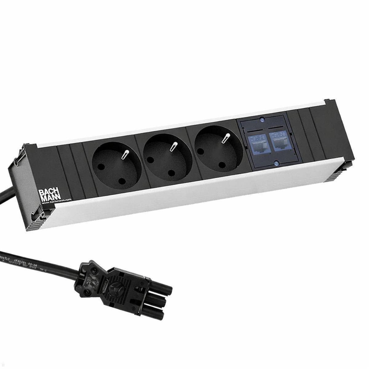 Bachmann CONI Modulträger 4-fach 3x Steckdose 2x CAT6a (333.2167)