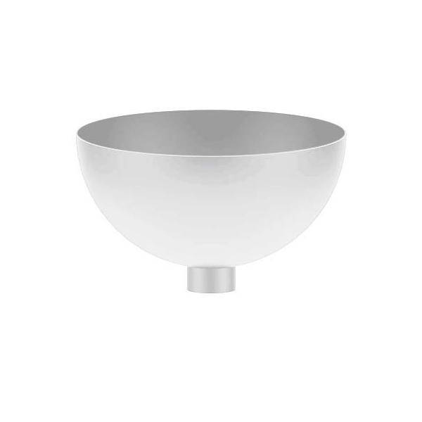 Eine minimalistische weiße Schüssel mit kleiner zylindrischer Basis, vor einem schlichten Hintergrund.