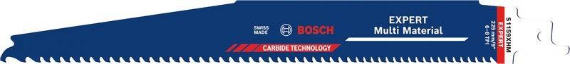 Bosch Expert Multi Material Sägeblatt-Paket mit Hartmetall-Technologie, dargestellt auf blau-rotem Branding.