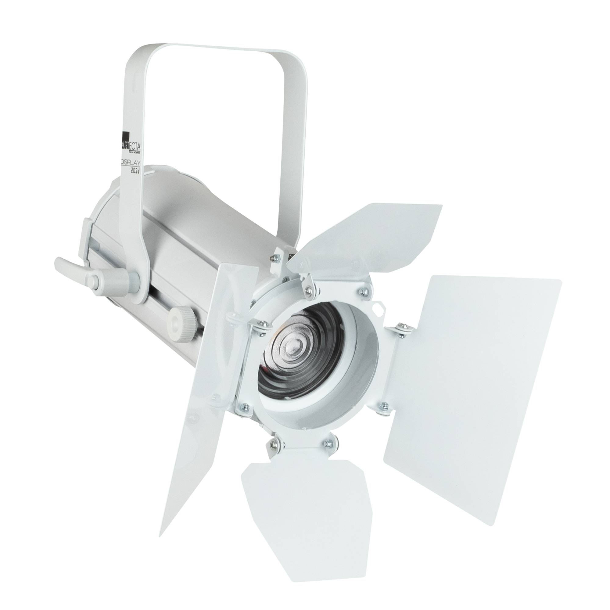 Studioleuchte mit verstellbaren Barndoors zum Fokussieren und Ausrichten von Licht in der Fotografie oder Filmproduktion.