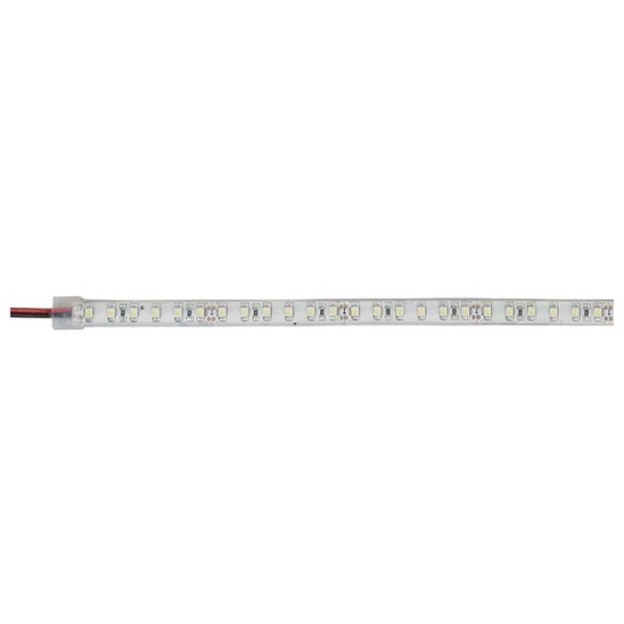 Ein einzelner Streifen von LED-Leuchten mit freigelegter Verdrahtung auf der linken Seite, geeignet für dekorative oder funktionale Innenbeleuchtung.