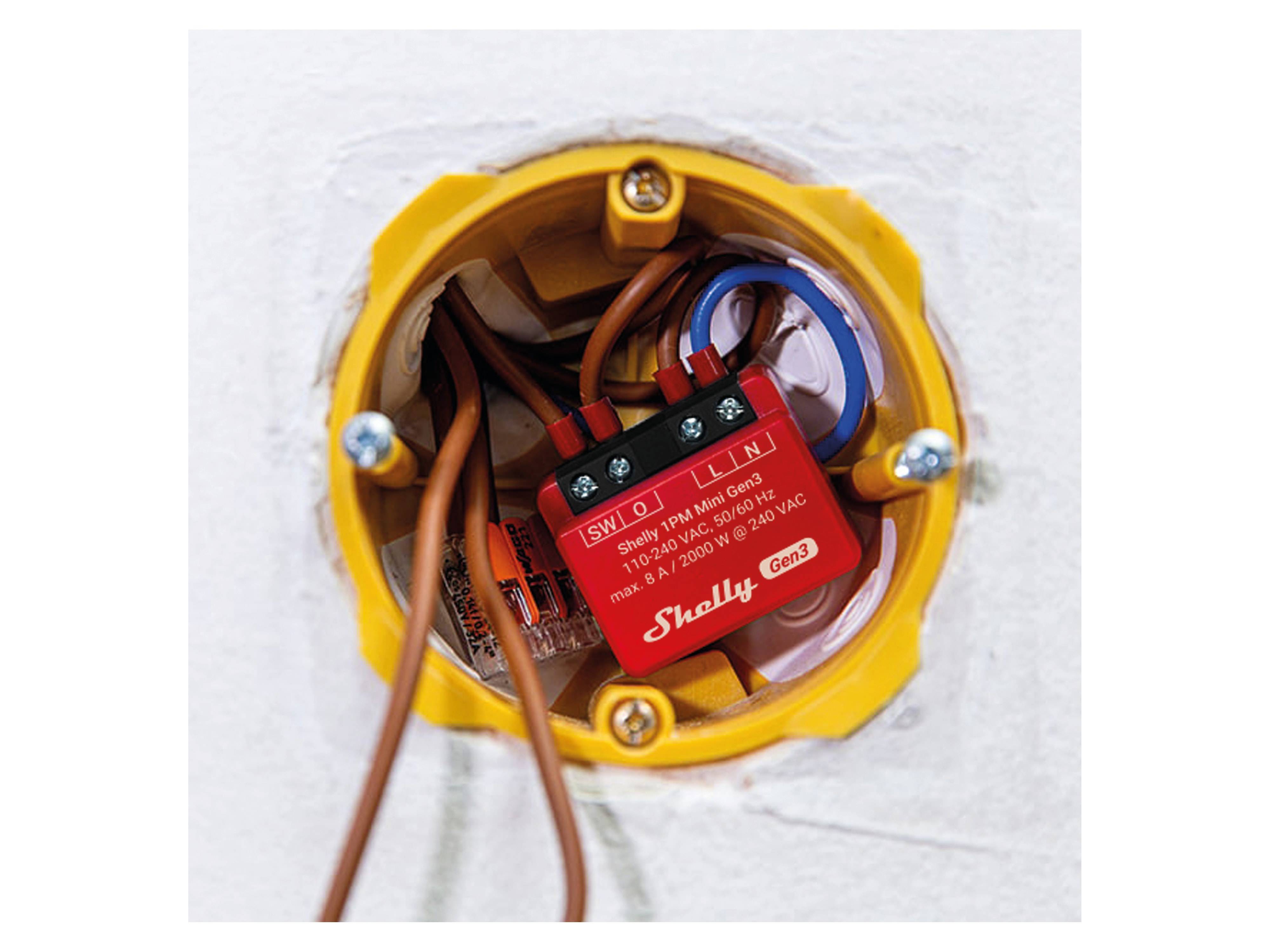 SHELLY WLAN-Schaltaktor 1PM Mini Gen 3, rot, 3 Stück