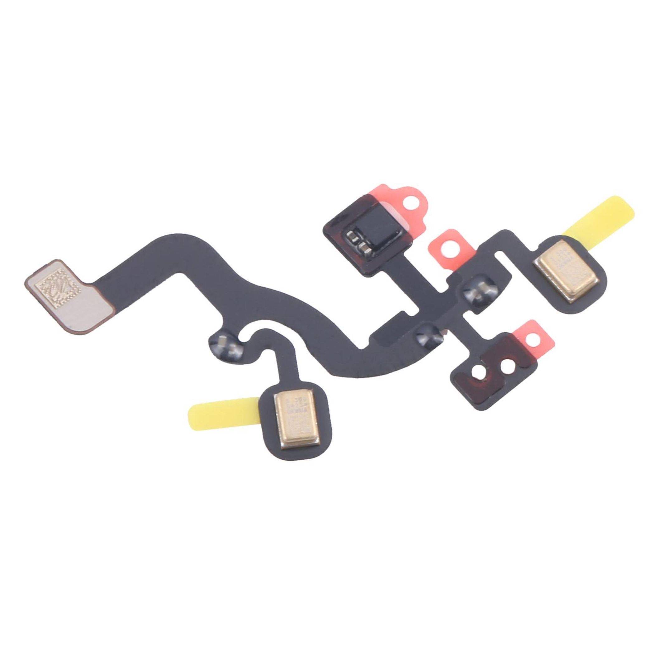„Nahaufnahme einer elektronischen Komponente mit mehreren Anschlüssen und einem kleinen Sensor, der in Mobilgeräten für die Funktionalität verwendet wird.