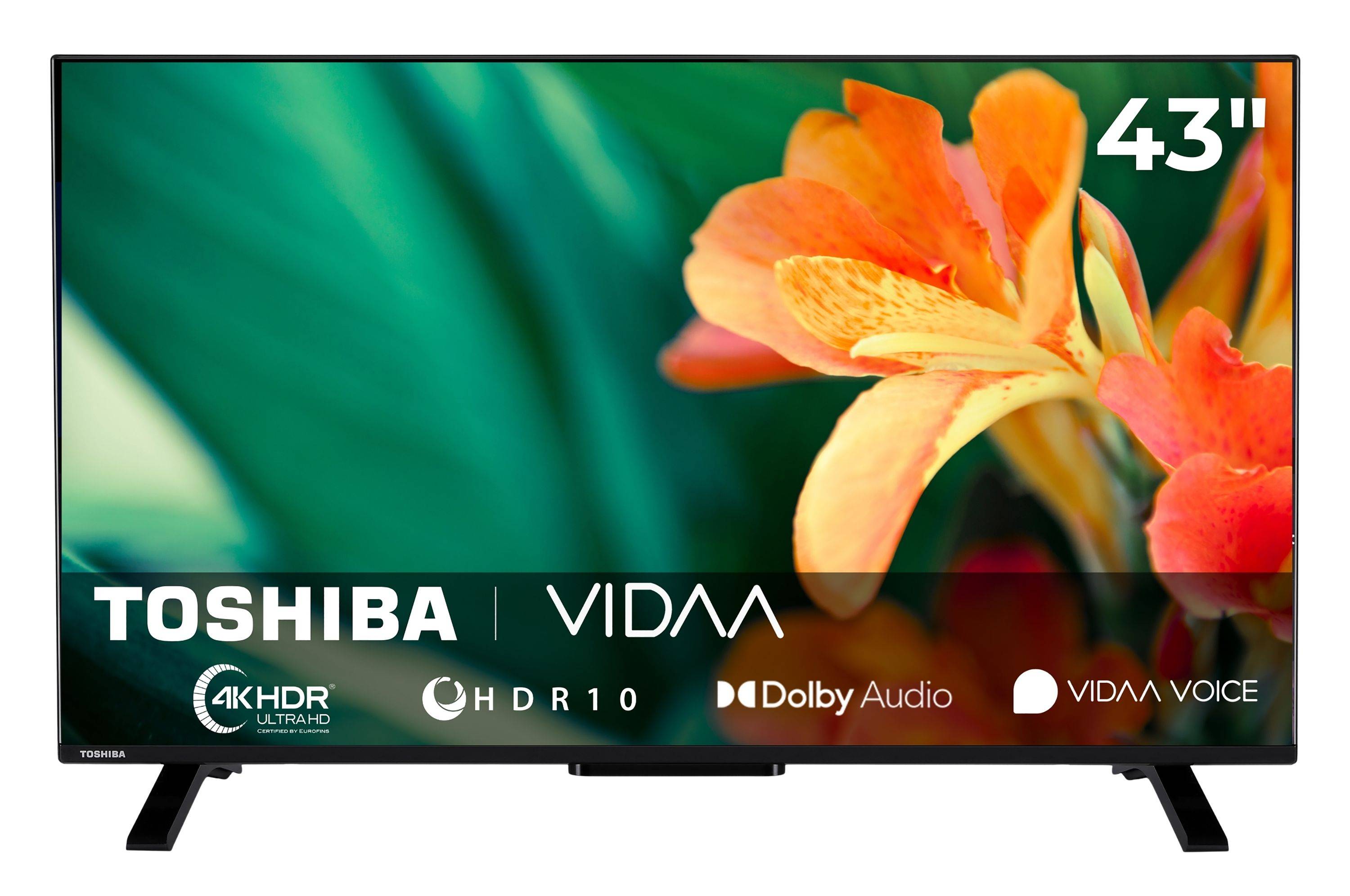 Toshiba 43UV2363DA Fernseher 43 Zoll Smart TV, VIDAA 4K UHD, HDR, integrierter Triple-Tuner, LED TV