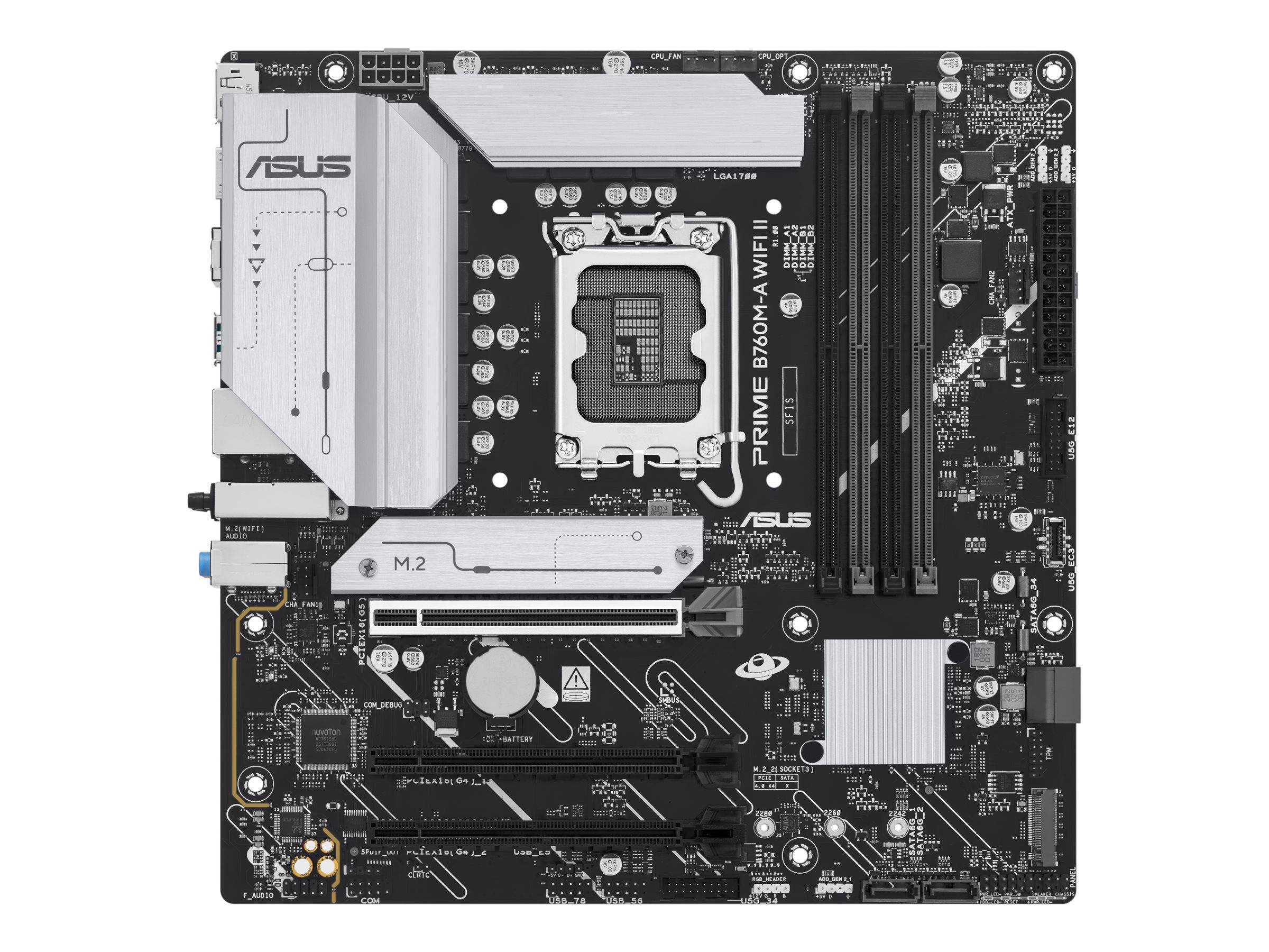 ASUS PRIME B760M-A WIFI II - Motherboard - micro ATX - LGA1700 Sockel - B760 Chipsatz - USB 3.2 Gen 1, USB-C 3.2 Gen 1, USB 3.2 Gen 2 - 2.5 Gigabit