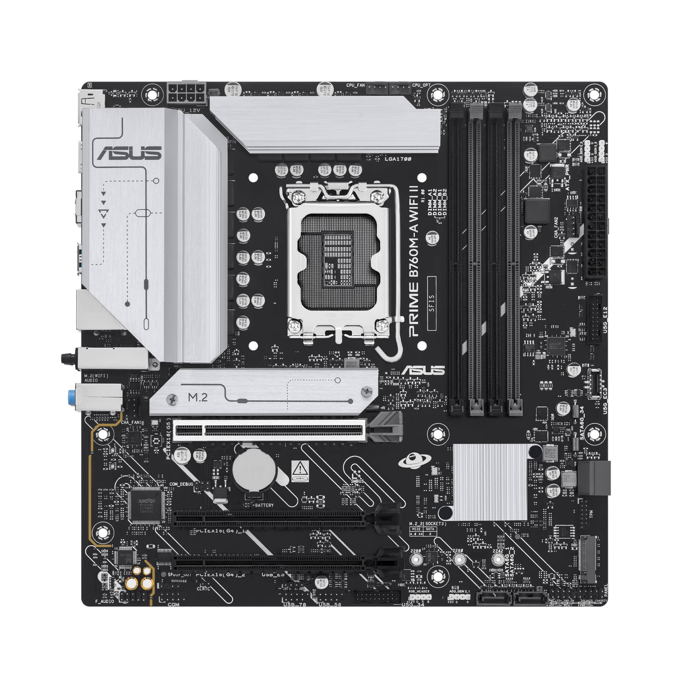ASUS PRIME B760M-A WIFI II - Motherboard - micro ATX - LGA1700 Sockel - B760 Chipsatz - USB 3.2 Gen 1, USB-C 3.2 Gen 1, USB 3.2 Gen 2 - 2.5 Gigabit
