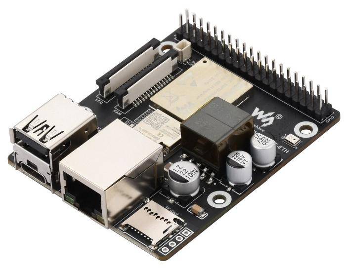 Ein kompakter Single-Board-Computer mit USB- und Ethernet-Anschlüssen sowie elektronischen Komponenten, der für Programmier- und Elektronikprojekte verwendet wird.