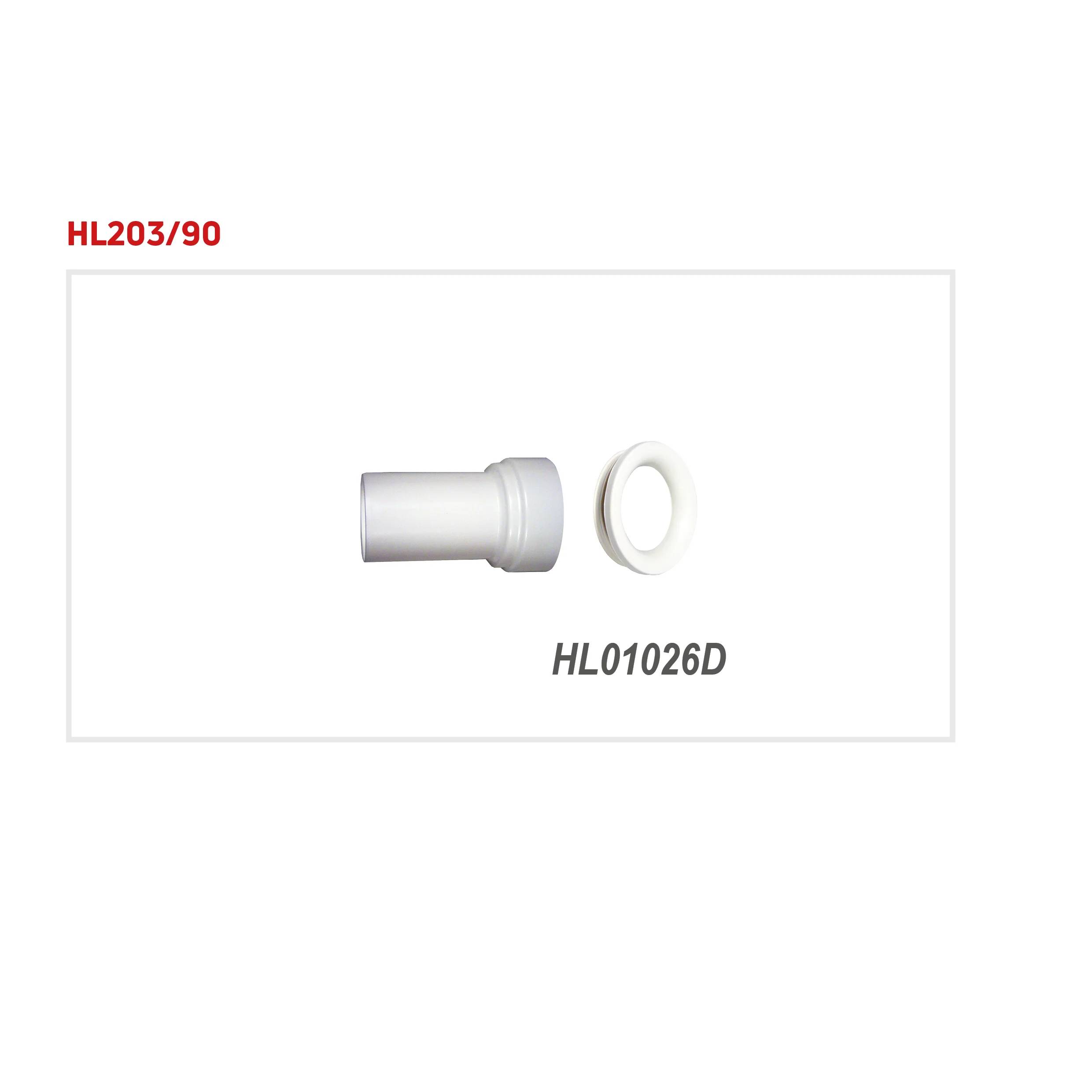 Produktdiagramm, das einen grauen zylindrischen Stecker und einen separaten weißen Ring zeigt, mit den Bezeichnungen 