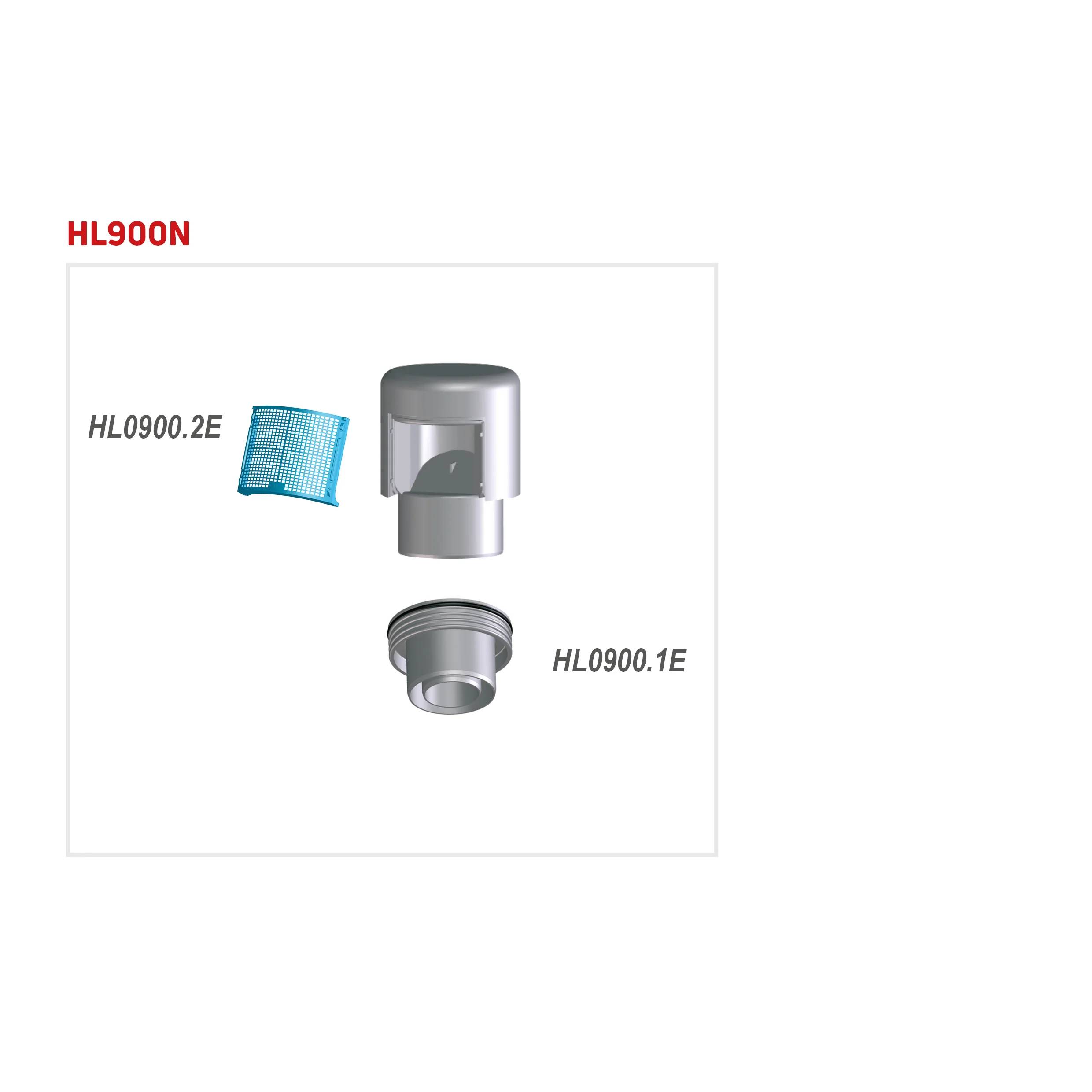 Diagramm der HL900N-Teile mit HL0900.2E-Filter, oberer Gehäusebaugruppe und HL0900.1E-Unterkomponente.