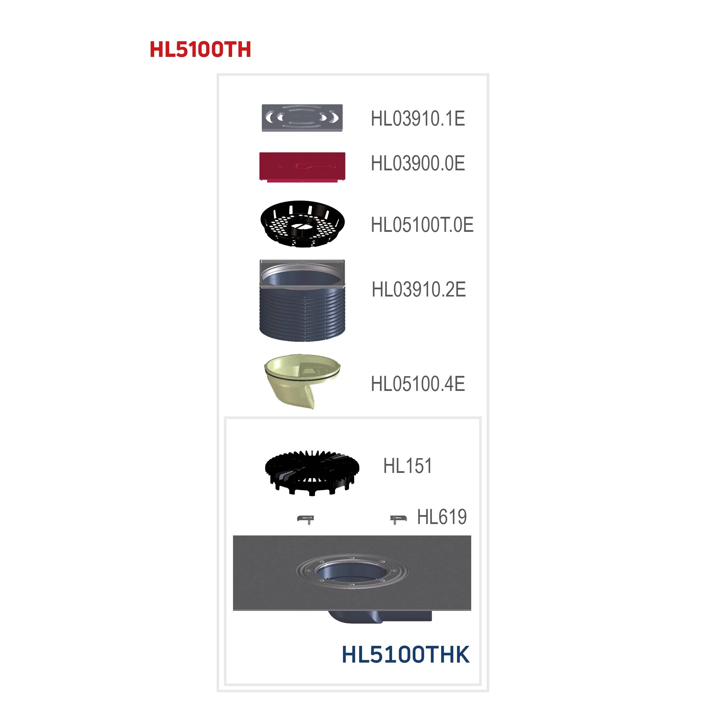 HL Hutterer & Lechner HL5100TH Balk. u. Terr.abl. DN75 waagr., Bitumen, GK, 145x145mm/138x138mm, 1 Stk.