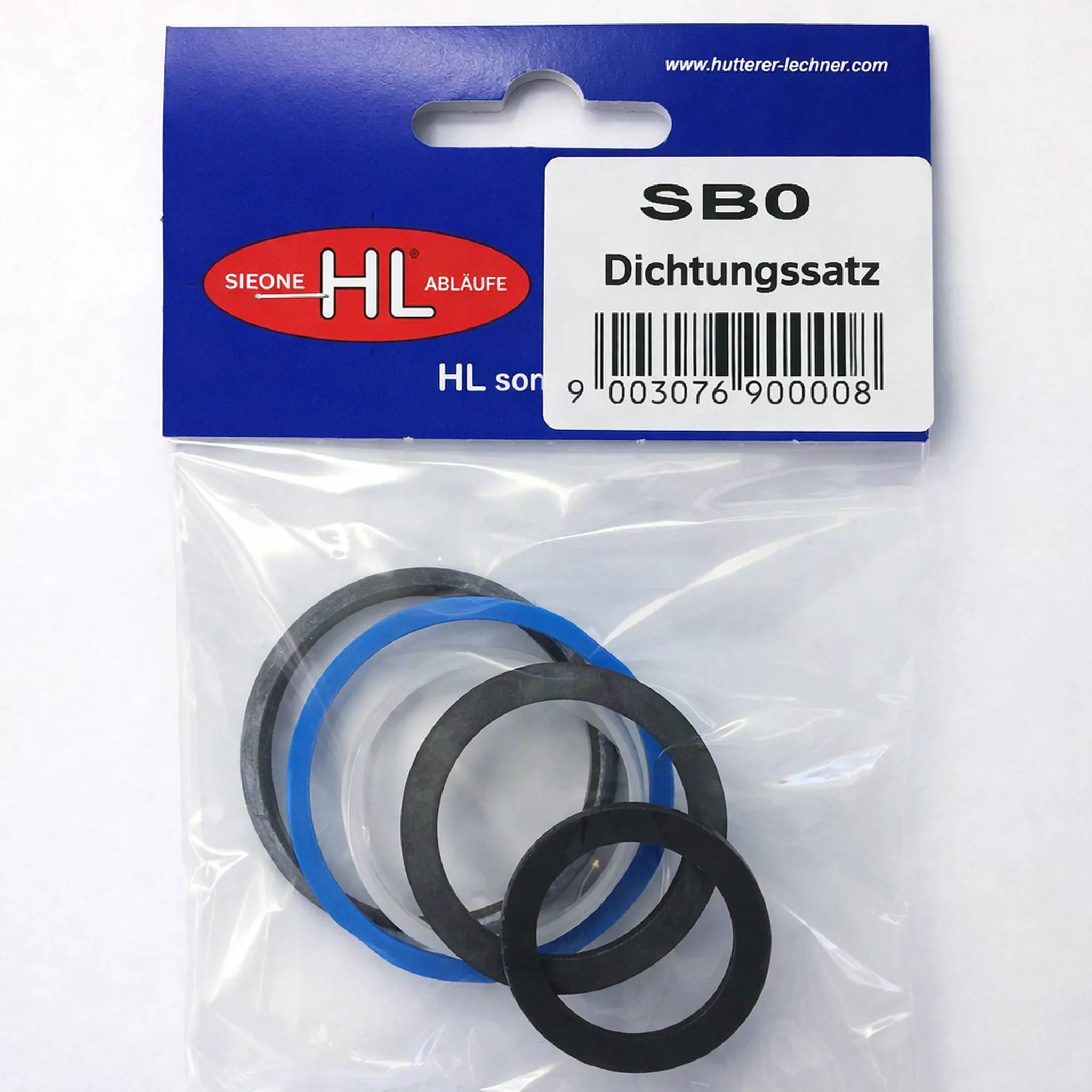 Verpackter HL-Dichtungssatz mit schwarzen und blauen Gummiringen, gekennzeichnet mit „SB0 Dichtungssatz