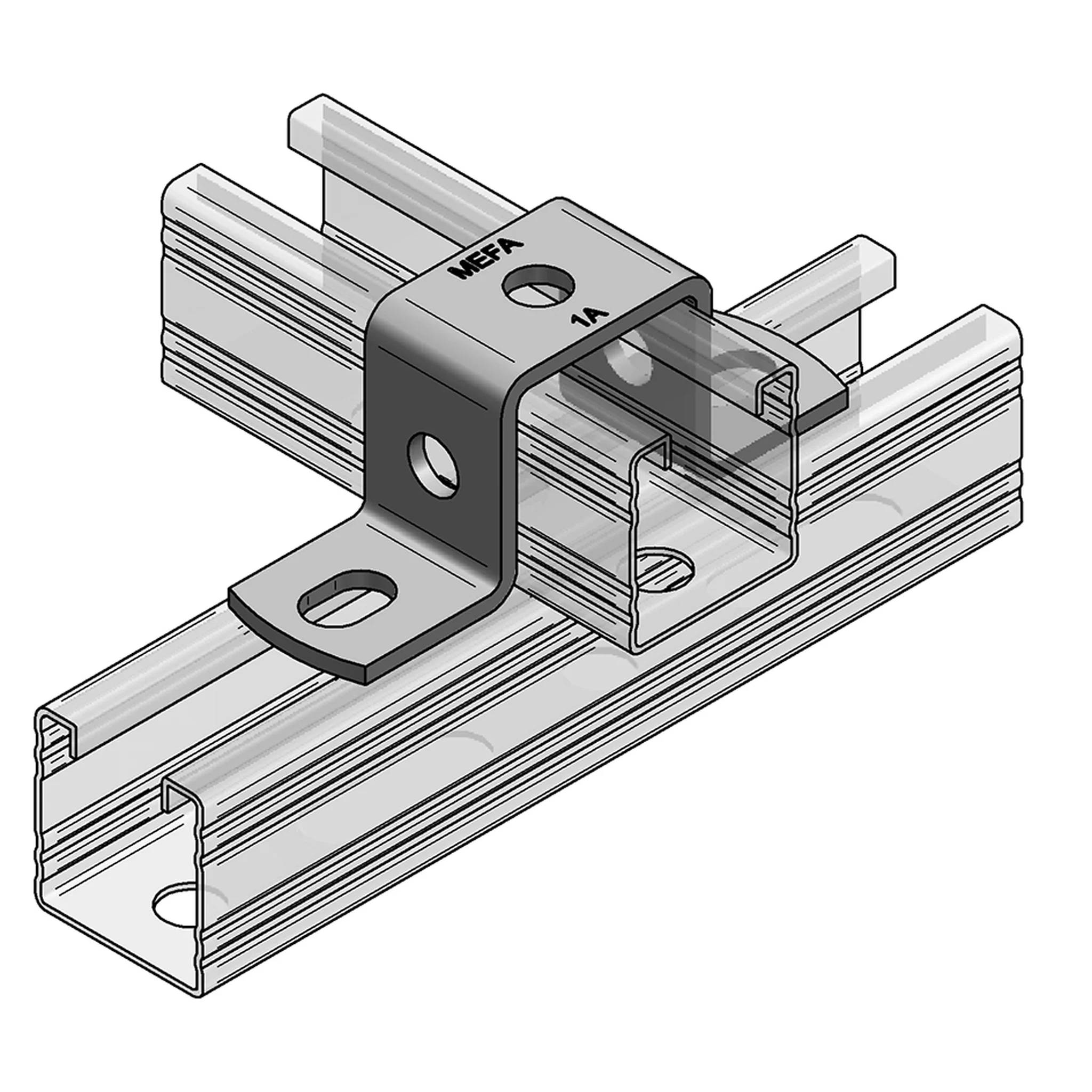 Diagramm einer Metallmontageklammer mit der Bezeichnung „MEFA 1A