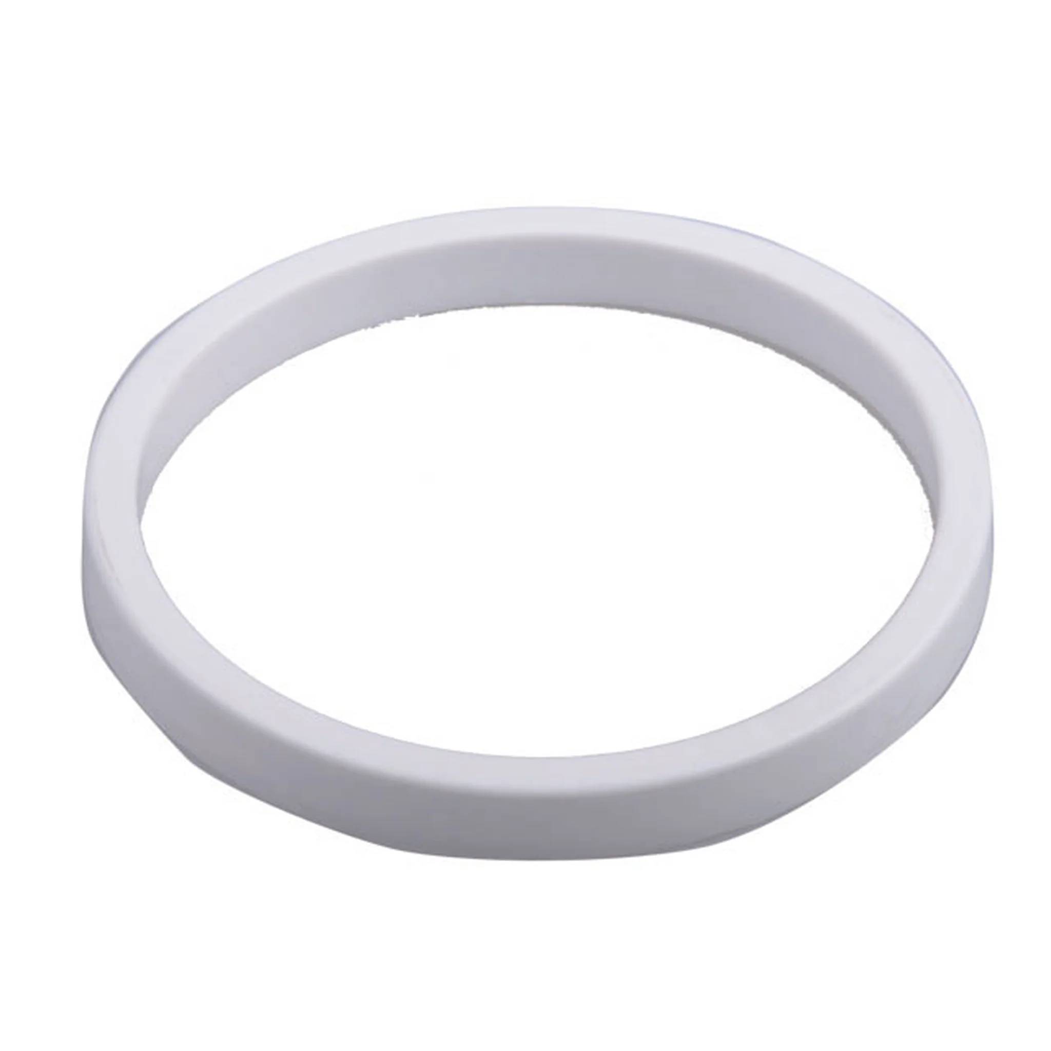 Ein einfacher weißer kreisförmiger Ring oder eine Dichtung, gezeigt auf weißem Hintergrund.