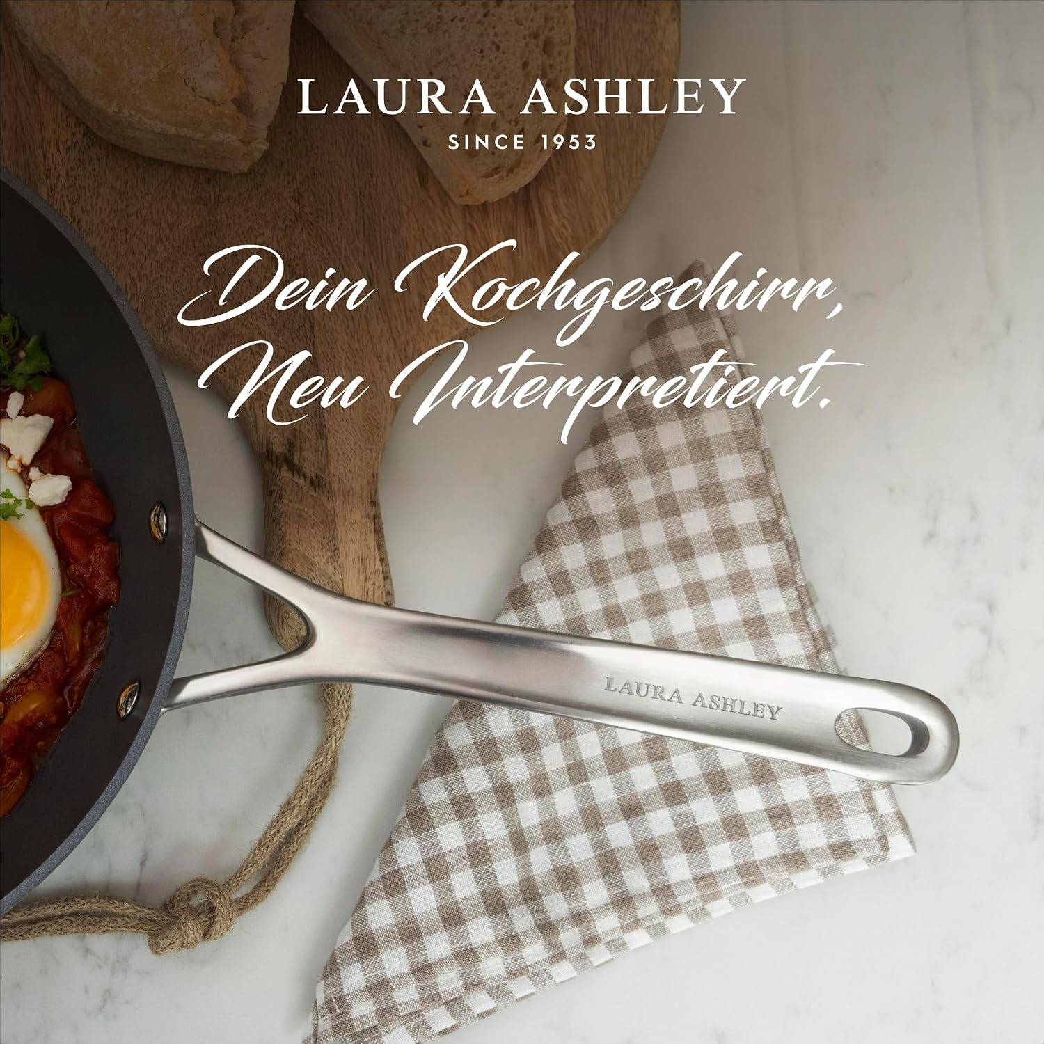Laura Ashley - 20 cm Bratpfanne – Antihaftbeschichtete Aluminiumpfanne, induktionsgeeignet, Soft-Touch-Griff, Dark Slate (Pendeford)