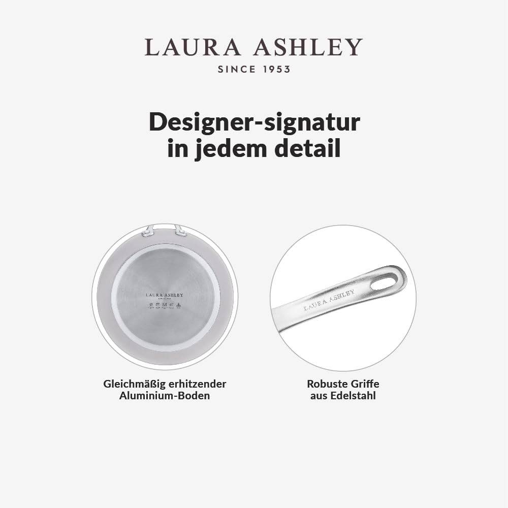 Laura Ashley - 20 cm Bratpfanne – Antihaftbeschichtete Aluminiumpfanne, induktionsgeeignet, Soft-Touch-Griff, Dark Slate (Pendeford)
