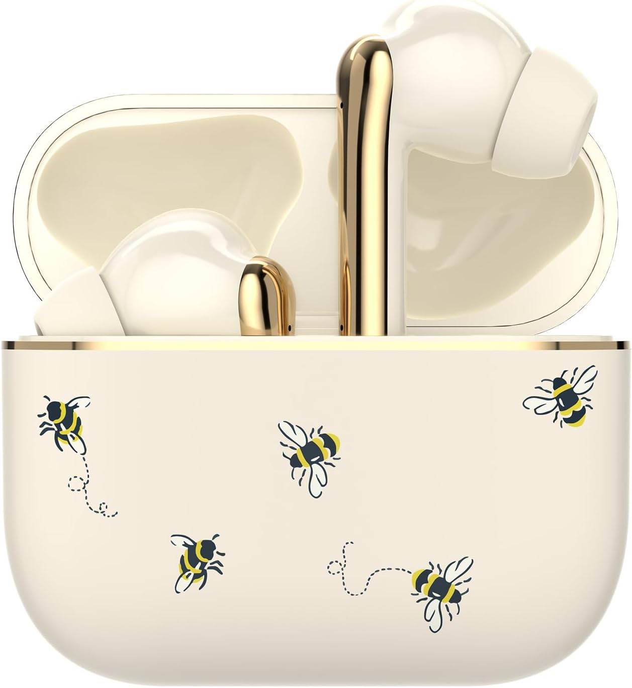 Cath Kidston Kabellose Ohrhörer Bluetooth TWS 5.3 für iPhone & Android ENC - Bees Weiß