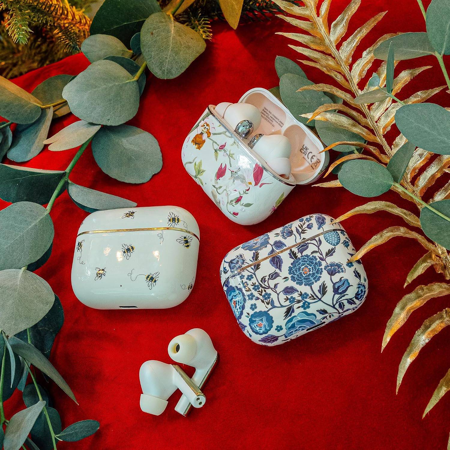 Cath Kidston Kabellose Ohrhörer Bluetooth TWS 5.3 für iPhone & Android ENC - Bees Weiß