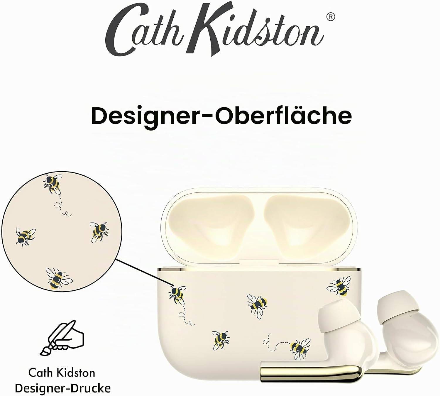 Cath Kidston Kabellose Ohrhörer Bluetooth TWS 5.3 für iPhone & Android ENC - Bees Weiß