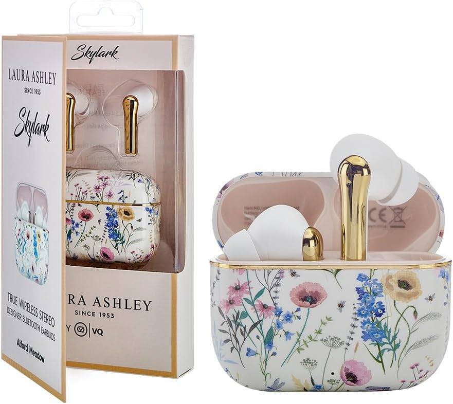 Laura Ashley Kabellose Ohrhörer Bluetooth TWS 5.3 für iPhone & Android ENC - Alford Meadow Blau
