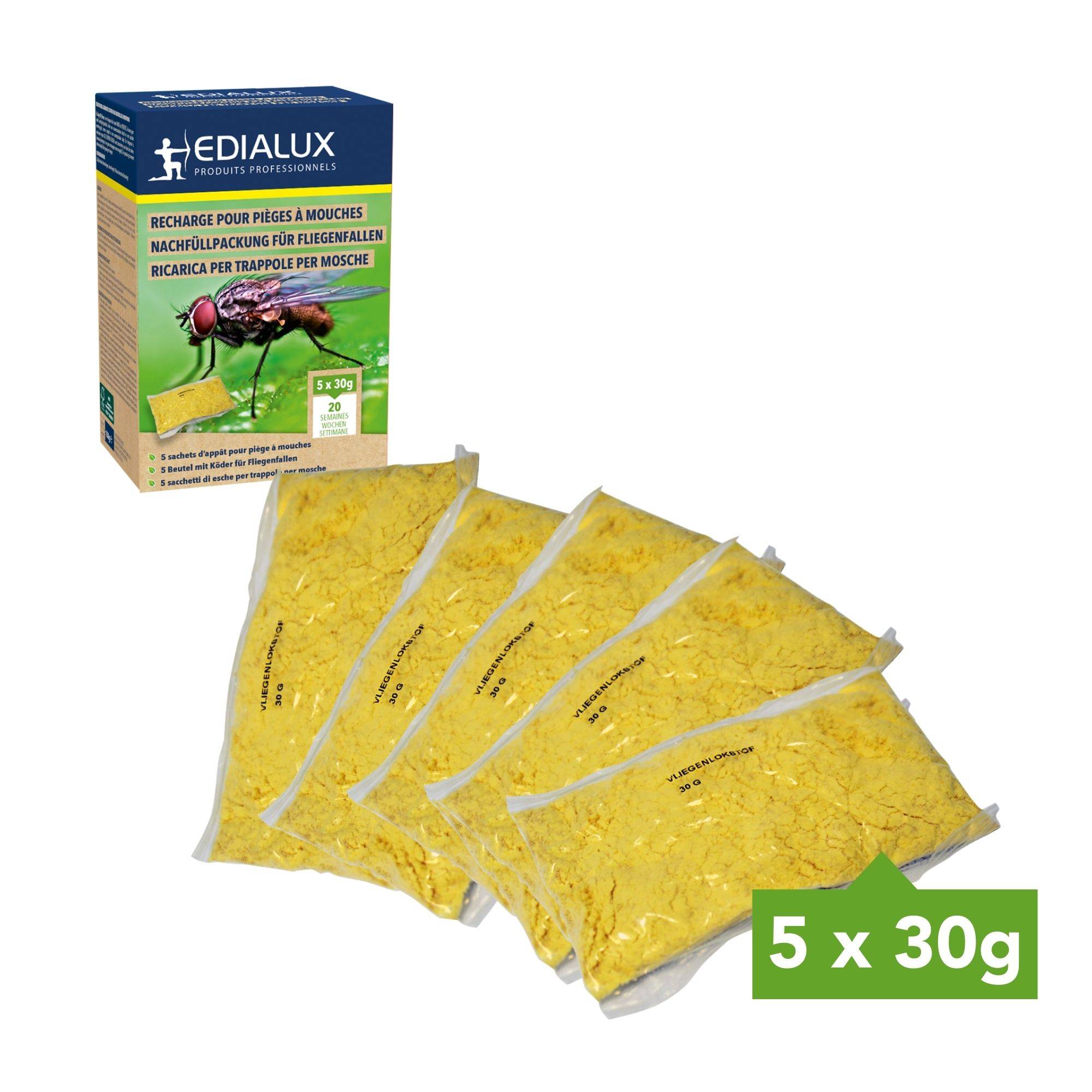 Edialux Nachfüllpack für fliegenfalle mit wasserlöslichem lockstoff 5x30g