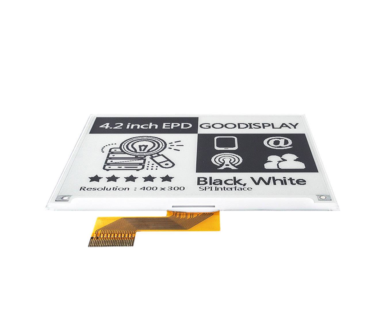 4,2-Zoll-EPD-Display von GOODISPLAY, Auflösung 400 x 300, Schwarzweiß, SPI-Schnittstelle.