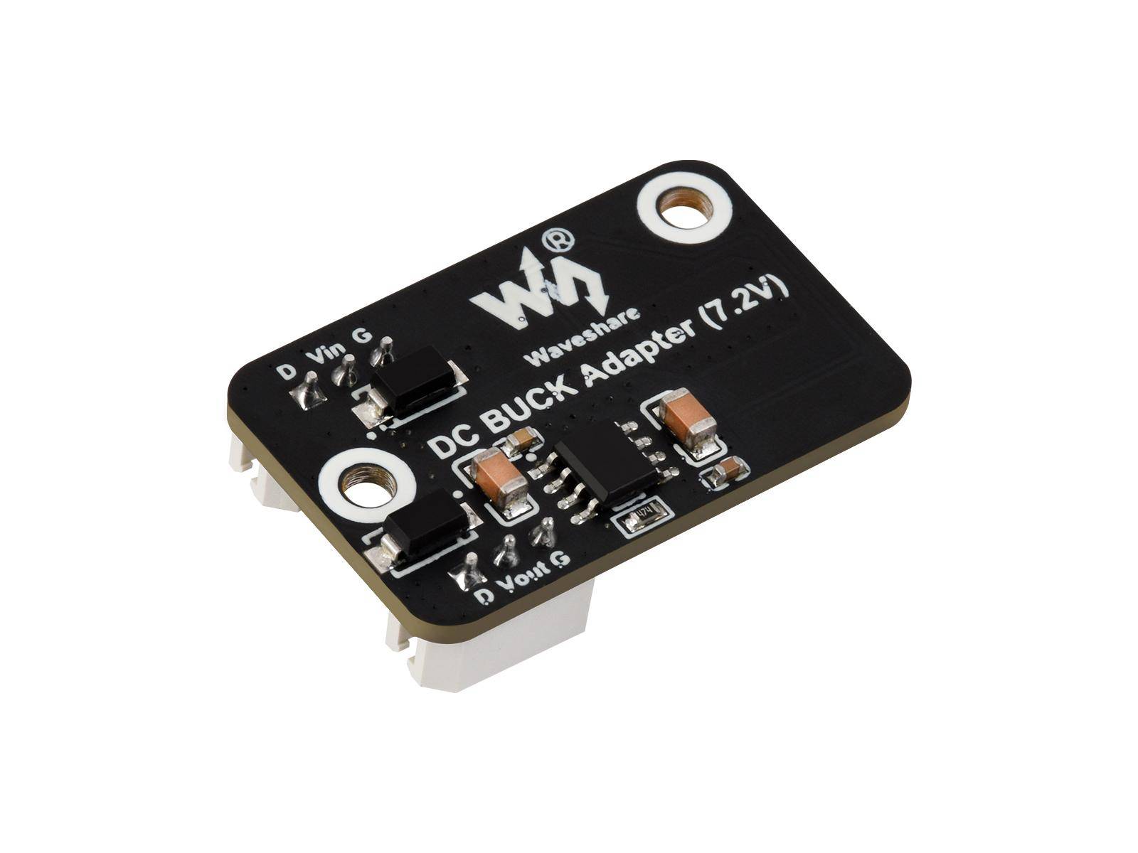 Ein schwarzes elektronisches Modul mit der Bezeichnung „DC BUCK Adapter (7,2V)